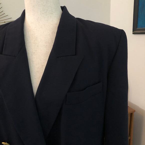 VTG JH Collectibles Wool Blazer Navy Double Breasted 12 M/L Union USA Preppy - Picture 3 of 14